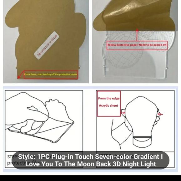 Touch sensitive 7 color love you to the moon and back 3D night light NIB - Picture 6 of 7